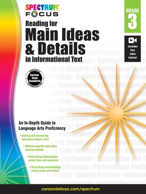 cover image of Spectrum Reading for Main Ideas and Details in Informational Text